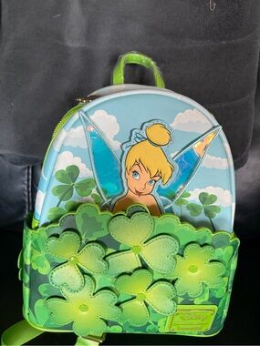 Loungefly Tinker Bell Green and Blue Shamrock Mini Backpack